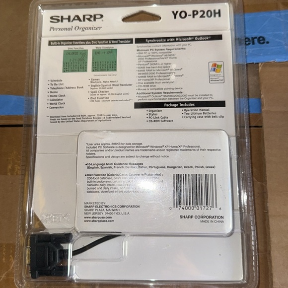 Sharp Personal Organizer YO-P20HII NEW Sealed 1MB Memory Backlit Touchscreen - Picture 2 of 2